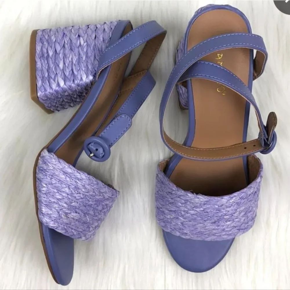 BRAND NEW BAMBOO MADDY-02 RAFFIA BLOCK HEEL BRAIDED STRAP SANDAL